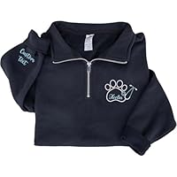 NAZENTI Vet Tech Custom Quarter Zip Sweatshirt, Personalized Embroidered Pullover for Women Veterinarian, Custom Name Uniform for Pet Clinic Team,Animal Doctor Hoodie, Veterinary Technician Gifts