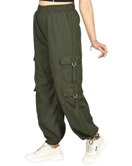 AND Women's Mid-Rise Regular Fit Full-Length Jeans Cargos with 6 Pockets Cotten Blended Jeans Cargos for Girls, Stylish Outdoor & Casual Wear in neutral