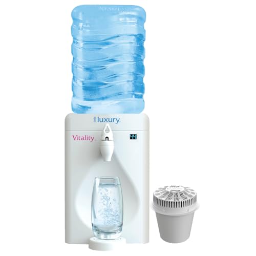 Little Luxury Vitality Mini Water Cooler with Filter, Countertop, Fill At Your Tap, Refillable, BPA-Free 1.8-Gallon Bottle, Filter and Cools Tap Water