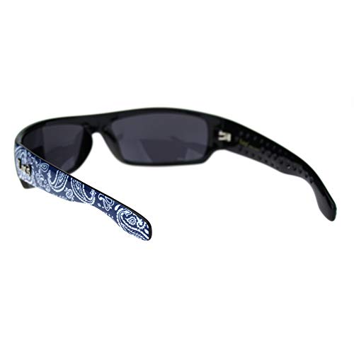 Locs Mad Dog Hardcore Gangster Cholo Narrow Rectangular Sunglasses Blue Bandana #TOP2