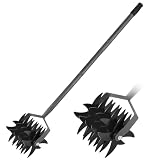 Rotary Cultivator Tool,Adjustable Garden Cultivator,Long Handle Garden Hand Tiller Cultivator,Garden Cultivator for Soil or Reseeding Grass,All Metal Rotary Tiller for Aerate, Weed, in Garden Lawn