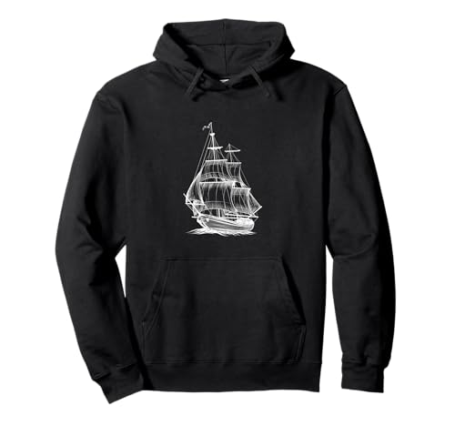 Vintage Barco Pirata Barco Velero Barco Velero Bosquejo Arte Sudadera con Capucha