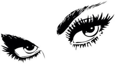 Miniatura 2 de Beautiful Eyes - Calcomanía decorativa removible para pared, vinilo mural, 23.6 x 49.2 pulgadas, color negro