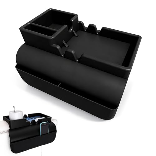 KYSUN Plateau Accoudoir Canapé Antidérapant, Range Telecommande avec Deux Poches Latérales, Organisateur de Canapé en Silicone avec Porte-gobelet, Support...