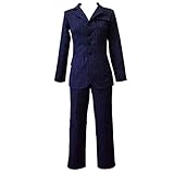 Doctor Cosplay The 10th Tenth Doctor Costume Stripes Suit Halloween Daily Life Costume (S, Female)