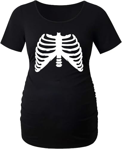 Women Maternity Halloween T-Shirt Pregnancy Announcement Tops Mommy's Little Nightmare...