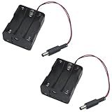 OZXNO 2 Pcs 6xAA Power Box 6V Black Battery Pack Holder Case Box with DC Plug Barrel Jack Connector for Wireless Camera Halloween LED Light Strip - Image 1