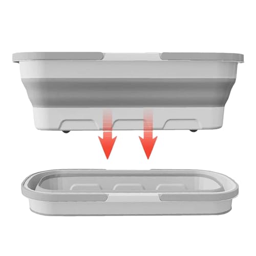 Genérico Cubo de Limpieza Plegable,Cubo Plegable para fregona con Ruedas y 2 Asas | Lavabo Multiusos de 12L/3,17 galones, Cesta práctica portátil para Limpieza del hogar