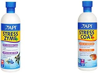 API Freshwater and Saltwater Aquarium Water Conditioners Bundle with STRESS COAT 237 ml and STRESS ZYME 237 ml