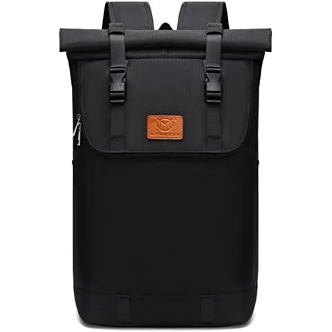 Myhozee Travel Laptop Backpack Men &Women,Top Roll Rucksack Casual Daypack Water Resistant 15.6 Inch laptop bag College Backpack for Travel Hiking and Daily life (Black) Cover