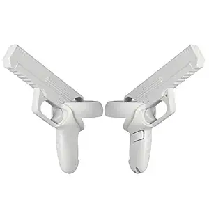 Eyglo VR Game Gun for Oculus Quest 2 Touch Controller Grips, Enhanced FPS Gaming Shooting Experience Oculus Quest 2 VR Pistol Handle(White)