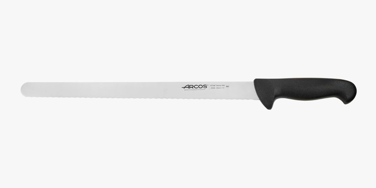 Arcos Serie 2900 - Coltello Pasticceria Coltello Torta - Lama Acciaio Inossidabile Nitrum 350 mm - Manico Polipropilene Colore Nero