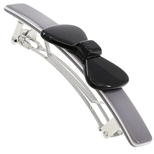 Camila Paris CP3371 French Hair Barrette Clip for Girls, Handmade Gray and Black, Strong Hold Grip Hair Clips for Women, No Slip and Durable Styling Girls Hair Accessories, Made in France