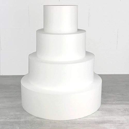 Lealoo Pièce montée Wedding Cake, Haut. 80 cm, Base Ø 50cm à 20cm, 4 disques de 20cm de Haut, Polystyrène Haute densité
