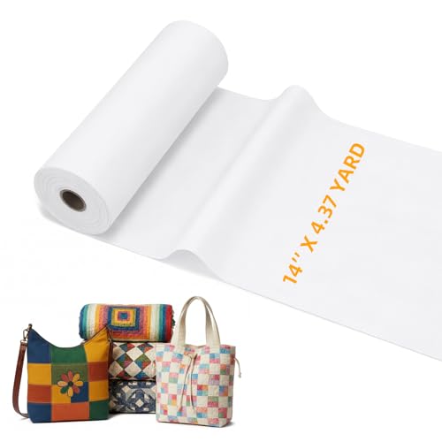 BrightRow Double Sided Fusible Foam Stabilizer Soft Foam Stabilizer Iron on Non-Woven Fusible Interfacing for Bags Purse Making Machine Embroidery Hand Sewing Quilting Crafting(14 X 4.36 yd)