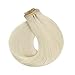Full Shine Clip in Hair Extensions Real Human Hair Blonde Seamless Hair Extensions Clip in Ice Blonde Invisible Hair Extensions for Short Natural Straight Hair 12 Inch 8 PCS 95 G