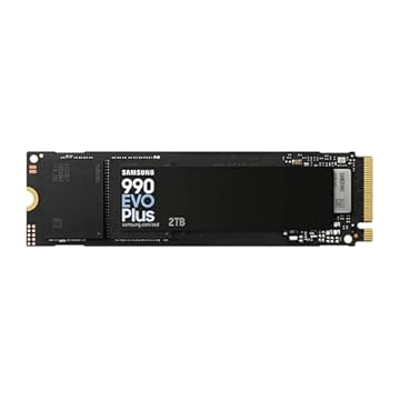 SAMSUNG SSD 990 EVO Plus 2TB, PCIe 4.0 x4 M.2 2280, velocidades de até 7.250 MB/s, armazenamento de atualização para PC/laptops, tecnologia HMB e turbogravação inteligente (MZ-V9S2T0B/AM)