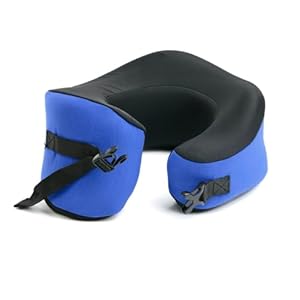 Cushion Lab Travel Pillow, Award-Winning Patented Ergonomic Design for Chin & Neck Support Memory Foam Neck Pillow, Compact Airplane Pillow for Traveling, Flight, Car (Cobalt Blue, Large)