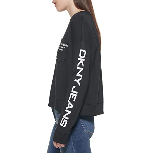 Image of DKNY Women's Jeans Women's Casual Pullover Sweatshirt, Ave Grey, XL