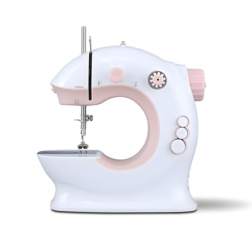 BNZCZY Maquina de Coser Bordadora, Maquina de Bordar con Pedal, Maquina de Coser Portatil para Telas Ropa Pantalones(Size:8.26 * 4.33 * 7.87in,Color:Pink)