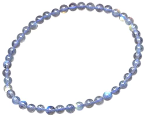 [hinryo] g3-215G 4mm AA ラブラドライト ブレスレット 内径16ｃｍ 鑑別済本物保証 マダガスカル産 天然石 パワーストーン