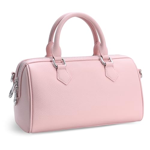 Image of HESHE Leather Crossbody Bags for Women Hobo Shoulder Bag Satchel Handbags | Genuine Leather,Removable Strap,Roomy Shoulder Bags Designer Boston Barrel Purse Ladies Daily Bag Crossbody Purse for Travel