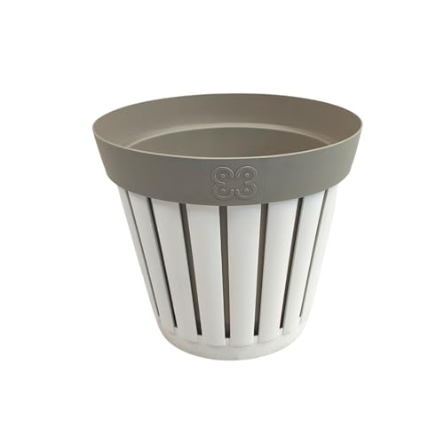 Ecoplast Macetero Kreta de plástico Reciclado, cubremaceta para Plantas, Neutro, 15 l
