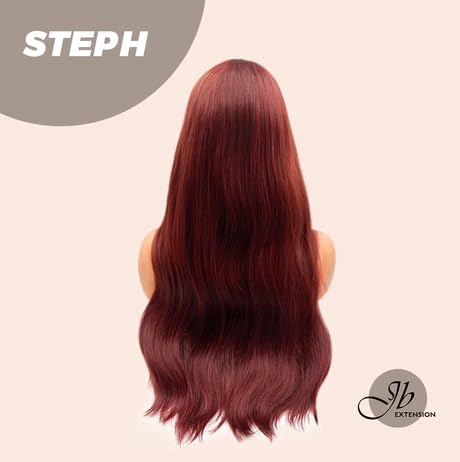 Miniatura 4 de Bodywave - Peluca roja STEPH con flequillo completo, larga, rizada, ondulada, natural, para usar y llevar, sin pegamento, para fiesta, Halloween,