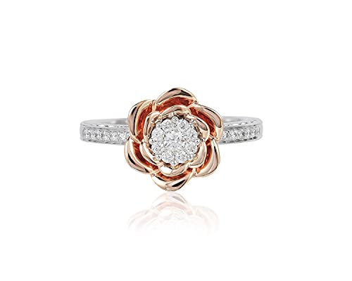 Enchanted Disney Fine Jewelry 14K Rose Gold Over Sterling Silver 1/4 Cttw Belle Rose Composite Ring, Size 7 #TOP1