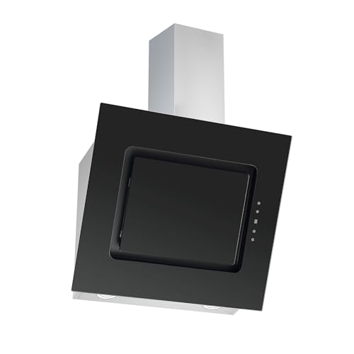 Respekta Dunstabzugshaube kopffrei / Dunstabzugshaube schräg 60 cm / Metallgehäuse mit Glasschirm in Schwarz / Abluft - und Umluftfunktion / CH99040-60S / A / 40-63 dB