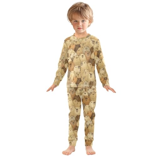 ALAZA Animal Capybara Brown Pajamas Long Sleeve Sleepwear 2-Piece Pajama Set3