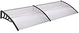 [page_title]-UISEBRT Vordach für Haustür 200 x 100 cm - Transparent Polycarbonat Pultvordach Überdachung 5 mm, Schwarz (200 x 100 cm, Schwarz)