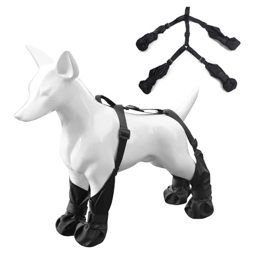Jackanna Botas impermeables antideslizantes para perros para perros pequeños, medianos y pequeños, botas ajustables para perros (negro (sin cuello), XS