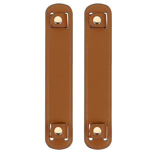 Image of uxcell 2 Pcs 8.98x1.69 Inch Leather Shoulder Strap Pad, Detachable Non-Slip Strap Covers for Tote Bags Backpacks Handbags, Khaki Brown