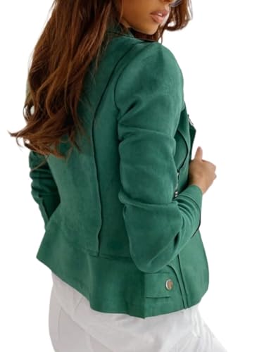 Chic Green Women’s Casual Coat – Your Go-To Fall and Winter Layer, Medium Size