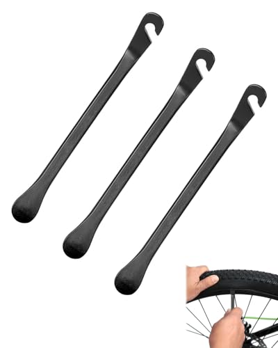Design con punta e gancio smussati: la leva per pneumatici da bicicletta presenta una punta e un gancio smussati. La punta angolata si inserisce facilmente sotto il tallone del pneumatico e il gancio si aggancia al raggio per fissare la leva per pneumatici al raggio.