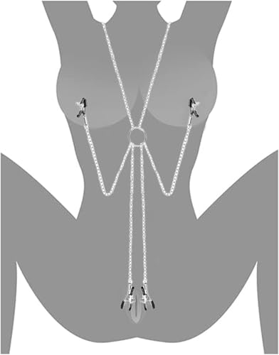 Rudfovn Nipple Clamps Women Adult with Chain Non-Piercing Adjustable Breast Clips Labia Clit Clamp BDSM Toy for Couple Pleasure