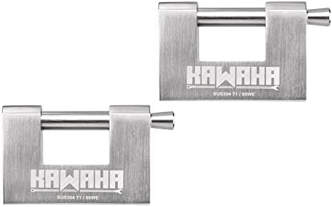 KAWAHA 71/60KD-5K Stainless Steel D-Shaped Padlock with Key for Garage Door, Containers, Shed, Locker and Warehouse (2-3/4 inch, Keyed Different - 5 Keys)