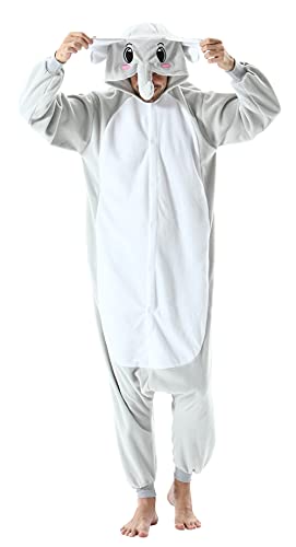 DELEY Animal Adulte Vêtements De Nuit Chaude Onesies Pyjama éléphant Unisexe Homewear Grenouillere Pyjama à Capuche Costume M