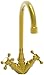 Newport Brass 928 Double Handle WaterSense Certified Bar Faucet with Metal Cross, Uncoated Polished Brass (Living)