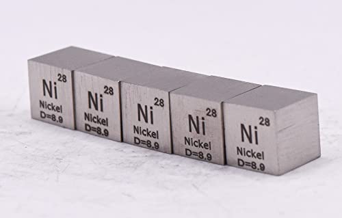 Image of 0.39 inch 10mm Nickel Metal Cube Ni up to 99.9% Pure Periodic Table Element Engraved Density Collection Science Education Display Block Cube + Acrylic Case Box - 1PC