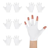 Fukaisu 4 Pairs Fingerless Cotton Gloves, White Fingerless Gloves for Dry Hands One Size Fits Most Thin Moisturizing Accessory Overnight Hydration for Women Men Night Dry Hands