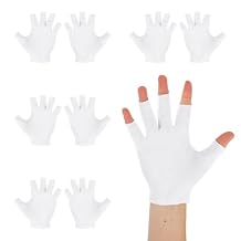 4 Pairs Fingerless Cotton Gloves, White Fingerless Gloves for Dry Hands One Size Fits Most Thin Moisturizing Accessory Overnight Hydration for Women Men Night Dry Hands