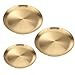 Złota taca dekoracyjna, 3 sztuki, złota taca, stal nierdzewna 304, okrągła taca, bezpieczna i trwała, łatwa do czyszczenia, talerz dekoracyjny na wesele, uroczystości rodzinne lub Boże Narodzenie (Ø 14 cm/17 cm/20 cm)