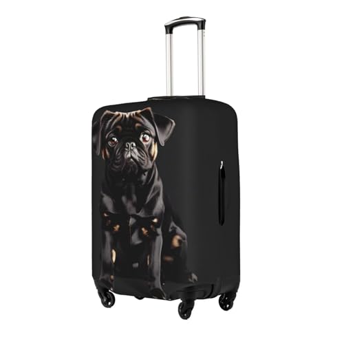Cute Black Pug Dog-standard-scale-2_00x Print Practical Elastic Washable Travel Luggage Cover with Concealed Zipper for Suitcases2
