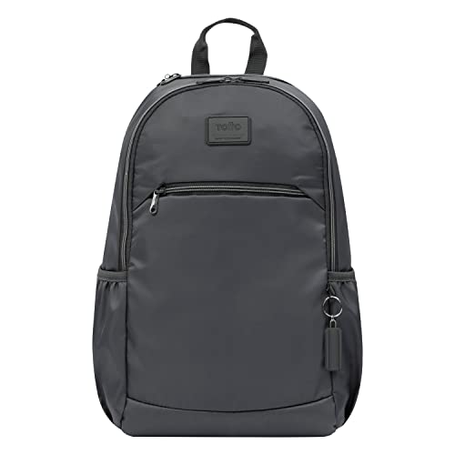 TOTTO - Mochila para Ordenador Portátil 14 Pulgadas, Modelo Tracer 2, Mochila Eco-Friendly, 3 Compartimentos, Cremallera con Argolla para Candado, 2 Bolsillos para Botella, Color Gris