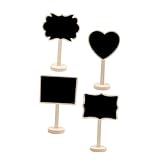 Angoily 4 Pizarras Pequeñas de Madera para Mensajes Formas Variadas (corazón, Borde Floral, Rectángulo, Borde B) para Decoración de Boda y Hogar, Letreros Prácticos Ecológicos para