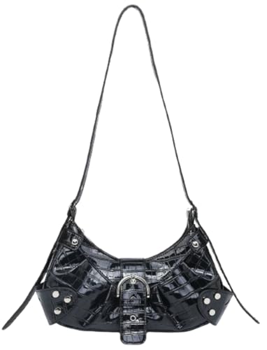 Y2K Purses for Women Leather Punk Metallic Purse Small Alligator Shoulder Crossbody Tote Bag Party Prom Hobo Handbag 2025