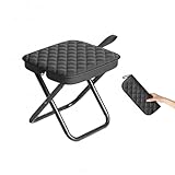 CasaNaivra 11.8" Foldable Backpack Stool Carbon Steel Collapsible Portable Pocket Chair Thickened Folding Camp Stool 350lbs for Adults Hiking Purse Stools, Black
