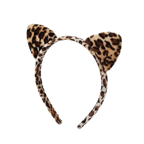 Haarreif mit Katzenohren im Leopardenmuster einzelnes Leo-Accessoire für Damen ideal für Fasching Karneval Mottoparty und Cosplay stilvolles Leoparden Kostüm Zubehör für einen besonderen Look